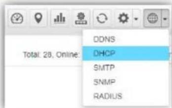 DDNS DHCP SMTP SNMP RADIUS Total: 28, Online: