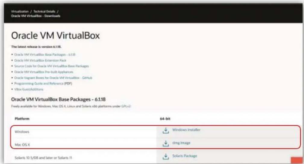 Virtualization / Technical Details / Oracle VM VirtualBox - Downloads Oracle VM VirtualBox The latest release is version 6.1.18. • Oracle VM VirtualBox Base Packages - 6.1.18 • Oracle VM VirtualBox Extension Pack • Source Code for Oracle VM VirtualBox Base Packages • Oracle VM VirtualBox Pre-built Appliances • Oracle Vagent Boxes for Oracle VM VirtualBox - GitHub • Programming Guide and Reference (PDF) • VBox GuestAdditions Oracle VM VirtualBox Base Packages - 6.1.18 Freely available for Windows, Mac OS X, Linux and Solaris x86 platforms under GPLv2: Platform 64-bit Windows Windows Installer Mac OS X dmg Image Solaris 10 5/08 and later or Solaris 11 Solaris Package