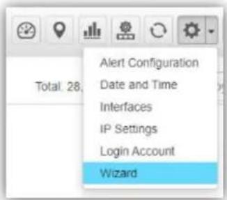 Alert Configuration Date and Time Interfaces IP Settings Login Account Wizard