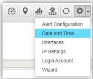 Alert Configuration Date and Time Interfaces IP Settings Login Account Wizard