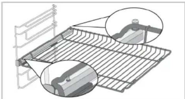 BEKO BBIS13300XMPE - Proper placement of the wire grill and tray on the telescopic rails-On models with wire shelves and telescopic models - 1