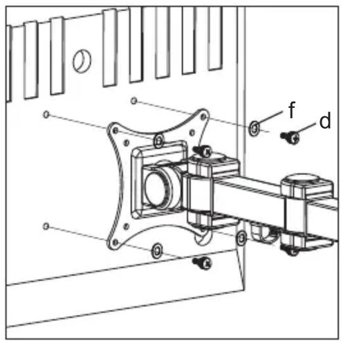 Technical diagram of a mechanical assembly with labeled parts f and d