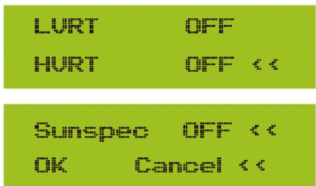 LEFT OFF LEFT OFF < * DOWN, PAG OFF < * OK Cancel <