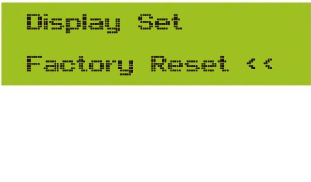 Display Set Factory Reset <