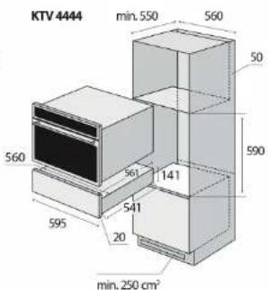KTV 4444 min. 550 560 50 590 560 361 141 541 20 595 min. 250 cm²