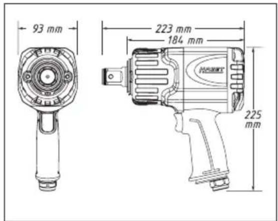 93 mm 223 mm 184 mm 225 mm