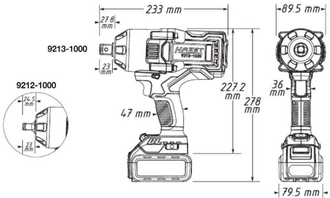 9213-1000 9212-1000 24.5 mm 23 mm 27.8 mm 23 mm 47 mm 227.2 mm 278 mm 89.5 mm 36 mm 79.5 mm