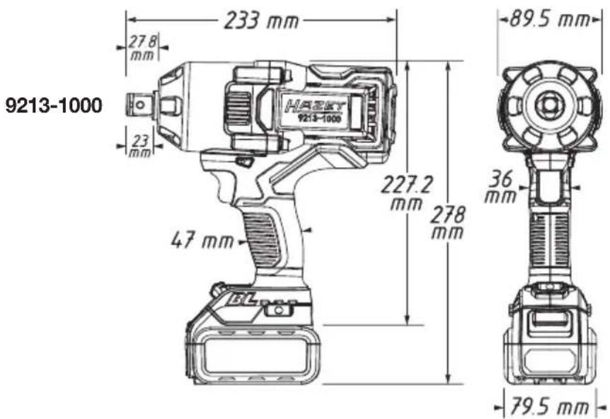 9213-1000 233 mm 278 mm 23 mm 47 mm 227.2 mm 278 mm 89.5 mm 36 mm 79.5 mm