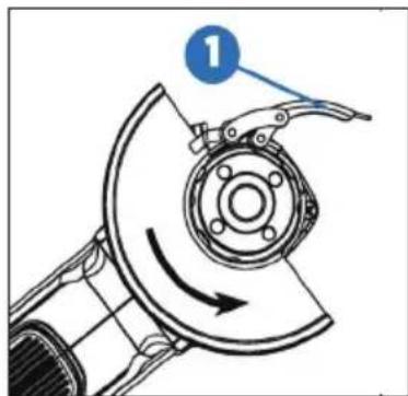 Technical diagram showing a mechanical component with labeled parts and directional arrows indicating motion or movement.