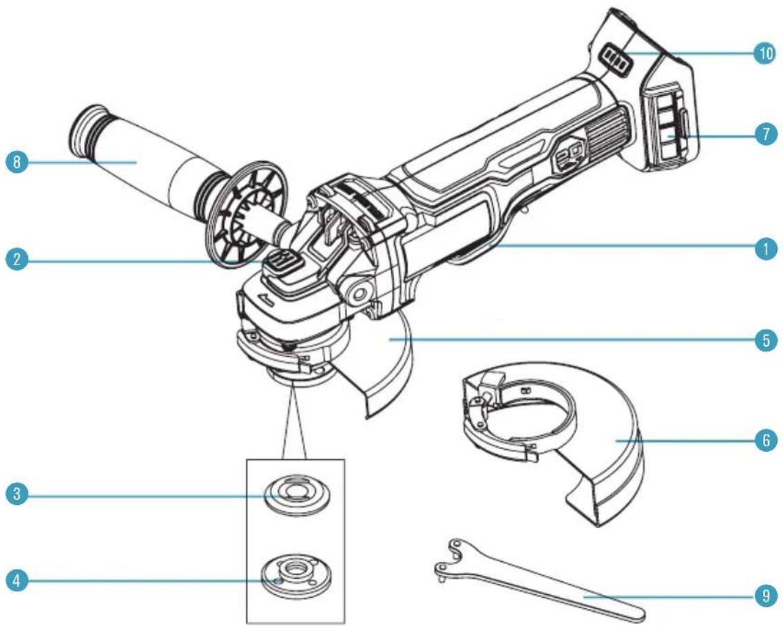 Technical diagram of a mechanical device with numbered parts for identification
