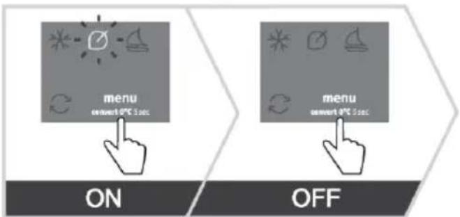 menu convert 0°C sec ON OFF menu convert 0°C sec