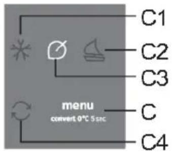 C1 C2 C3 menu convert 0°C 5sec C C4