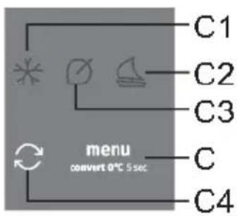 C1 C2 C3 menu convert 0°C 5 sec C C4