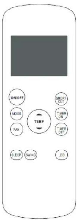 ON/OFF MODE FAN SLEEP SWING SHORT CUT TIMER ON TIMER OFF TEMP LED