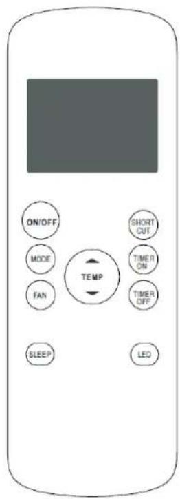 ON/OFF MODE FAN SLEEP SHORT CUT TIMER ON TIMER OFF TEMP LED