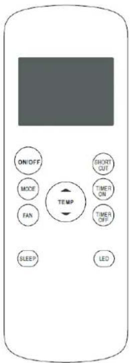 ON/OFF MODE FAN TEMP SHORT OUT TIMER ON TIMER OFF SLEEP LED