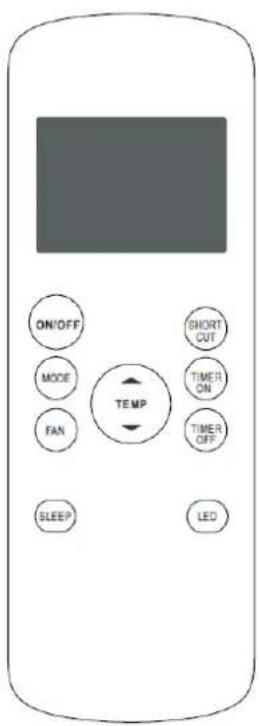 ON/OFF MODE FAN TEMP SHORT CUT TIMER ON TIMER OFF SLEEP LED