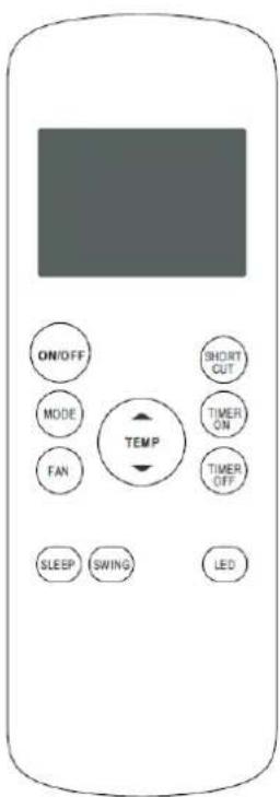 ON/OFF MODE FAN SLEEP SWING SHORT CUT TIMER ON TIMER OFF TEMP LED