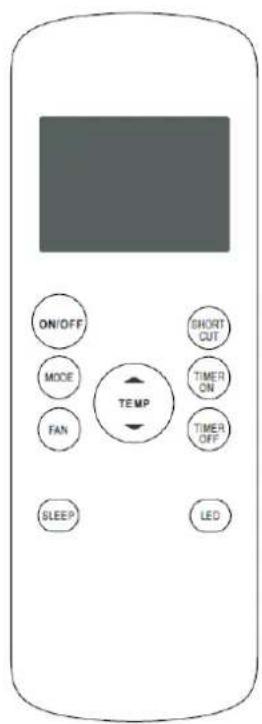 ON/OFF MODE FAN TEMP SHORT OUT TIMER ON TIMER OFF SLEEP LED