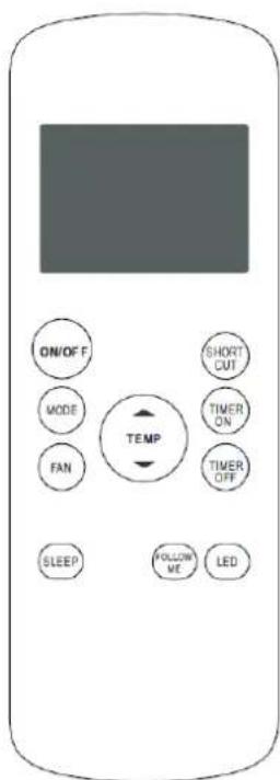 ON/OFF MODE FAN TEMP SHORT CUT TIMER ON TIMER OFF SLEEP FOLLOW ME LED