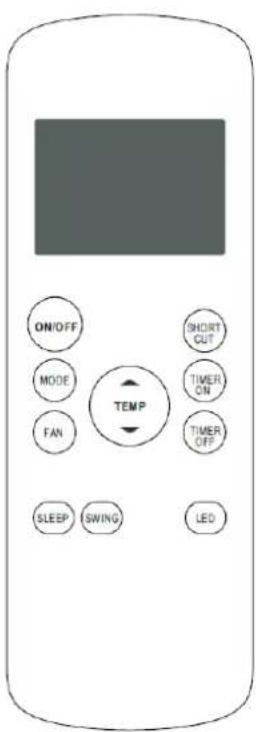 ON/OFF MODE FAN TEMP SHORT CUT TIMER ON TIMER OFF SLEEP SWING LED