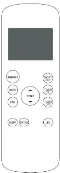ON/OFF MODE FAN TEMP SHORT OUT TIMER ON TIMER OFF SLEEP SWING LED