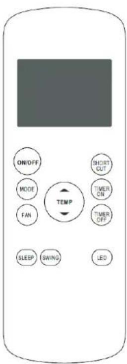 ON/OFF MODE FAN TEMP SHORT CUT TIMER ON TIMER OFF SLEEP SWING LED