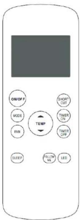 ON/OFF MODE FAN TEMP SHORT CUT TIMER ON TIMER OFF SLEEP FOLLOW ME LED