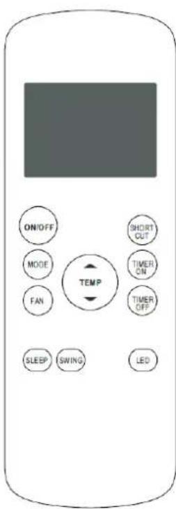 ON/OFF MODE FAN TEMP SHORT OUT TIMER ON TIMER OFF SLEEP SWING LED