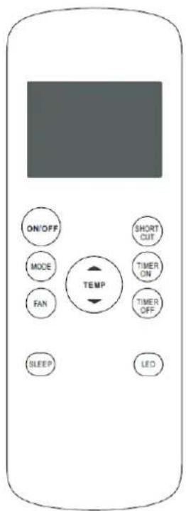 ON/OFF MODE FAN SLEEP SHORT CUT TIMER ON TIMER OFF TEMP LED