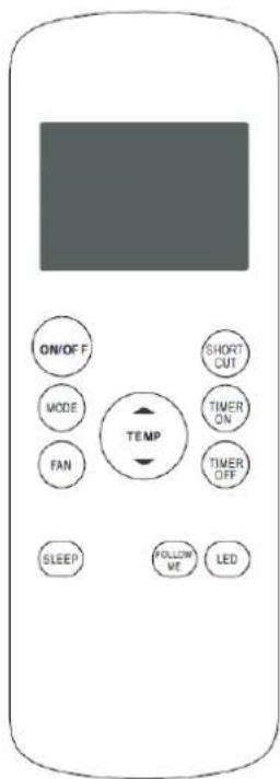 ON/OFF MODE FAN SLEEP SHORT CUT TIMER ON TIMER OFF TEMP FOLLOW ME LED