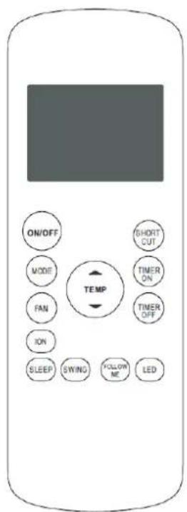 ON/OFF MODE FAN ION SLEEP SWING YELLOW ME LED SHORT CUT TIMER ON TIMER OFF TEMP