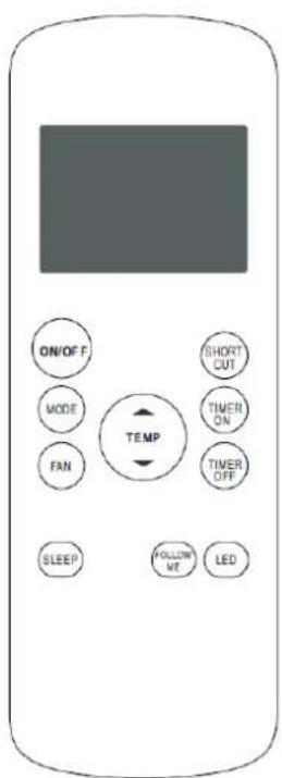 ON/OFF MODE FAN TEMP SHORT OUT TIMER ON TIMER OFF SLEEP FOLLOW ME LED