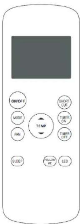 ON/OFF MODE FAN TEMP SHORT CUT TIMER ON TIMER OFF SLEEP FOLLOW ME LED