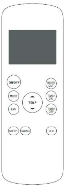 ON/OFF MODE FAN TEMP SHORT OUT TIMER ON TIMER OFF SLEEP SWING LED