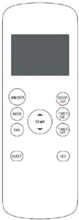 ON/OFF MODE FAN SLEEP TEMP SHORT CUT TIMER ON TIMER OFF LED
