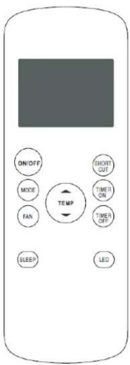 ON/OFF MODE FAN SLEEP SHORT CUT TIMER ON TEMP TIMER OFF LED
