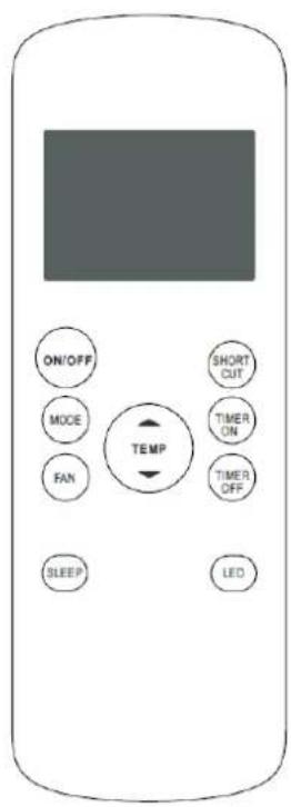 ON/OFF MODE FAN SLEEP TEMP SHORT CUT TIMER ON TIMER OFF LED