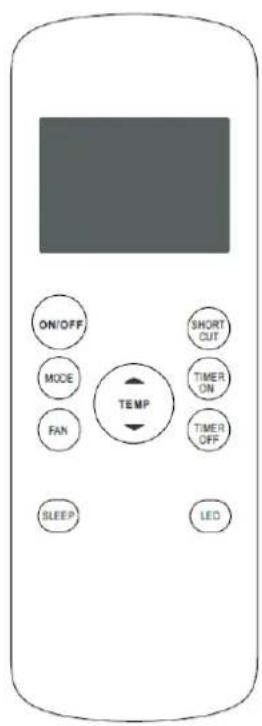 ON/OFF MODE FAN SLEEP TEMP SHORT OUT TIMER ON TIMER OFF LED