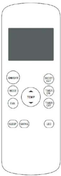 ON/OFF MODE FAN TEMP SHORT OUT TIMER ON TIMER OFF SLEEP SWING LED