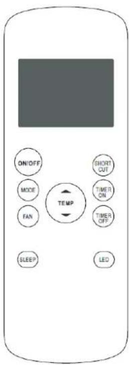 ON/OFF MODE FAN SLEEP TEMP SHORT CUT TIMER ON TIMER OFF LED