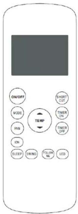 ON/OFF MODE FAN ION SLEEP SWING FOLLOWING LED SHORT CUT TIMER ON TIMER OFF TEMP
