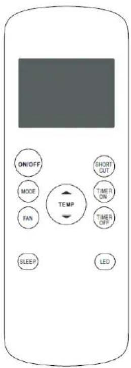 ON/OFF MODE FAN TEMP SHORT CUT TIMER ON TIMER OFF SLEEP LED