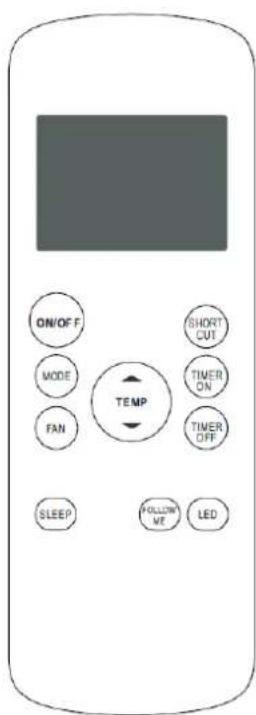 ON/OFF MODE FAN TEMP SHORT CUT TIMER ON TIMER OFF SLEEP FOLLOW ME LED