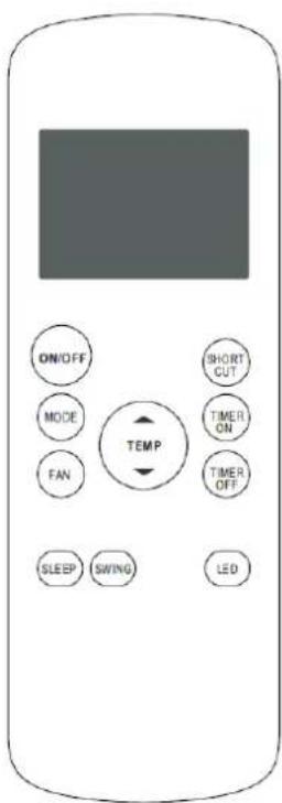 ON/OFF MODE FAN TEMP SHORT CUT TIMER ON TIMER OFF SLEEP SWING LED