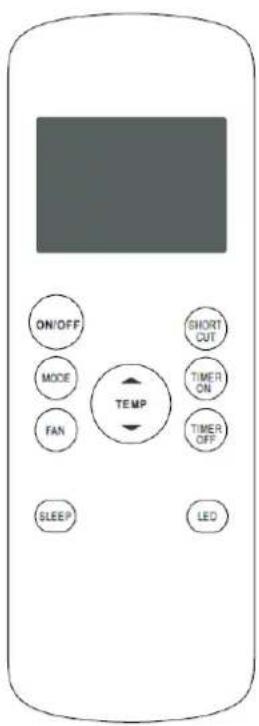 ON/OFF MODE FAN SLEEP SHORT CUT TIMER ON TEMP TIMER OFF LED