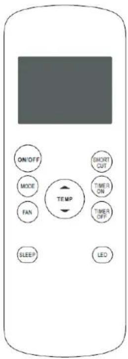 ON/OFF MODE FAN TEMP SHORT CUT TIMER ON TIMER OFF SLEEP LED