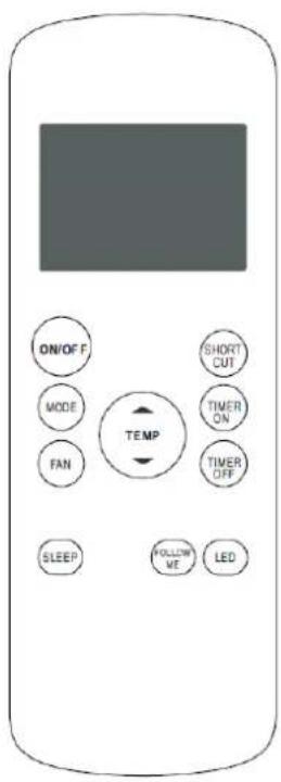 ON/OFF MODE FAN TEMP SHORT CUT TIMER ON TIMER OFF SLEEP FOLLOW ME LED