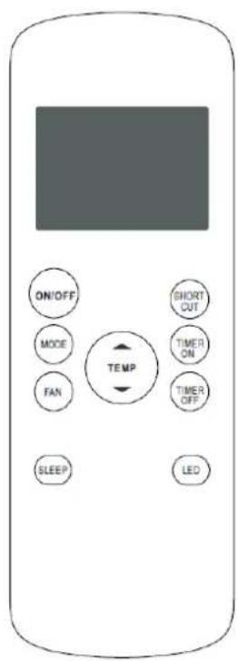 ON/OFF MODE FAN TEMP SHORT OUT TIMER ON TIMER OFF SLEEP LED