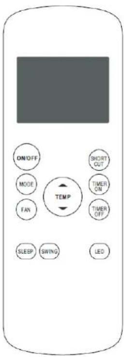 ON/OFF MODE FAN TEMP SHORT OUT TIMER ON TIMER OFF SLEEP SWING LED